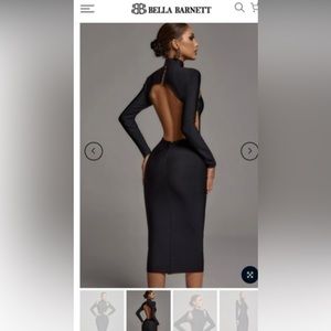 Open back black midi dress